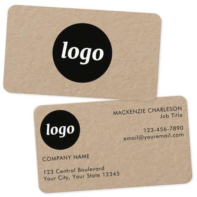 Simple Logo and Text Kraft Business Card (Logo and text custom professional minimalist business card)