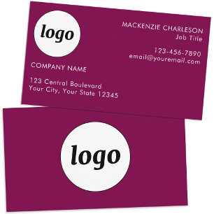Simple Logo and Text Magenta Cherry Pink Business Card