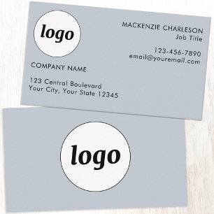 Simple Logo and Text Powder Blue Business Card