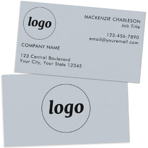 Simple Logo and Text Powder Blue Business Card