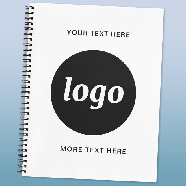 Simple Logo and Text Promotional Business Notebook (Logo custom text business promotional notebook)