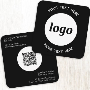 Simple Logo and Text QR Code Black Square Business Square Business Card