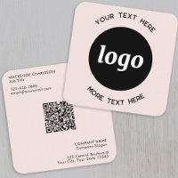 Simple Logo and Text QR Code Blush Pink