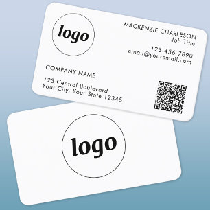 Simple Logo and Text QR Code Professional Business Card