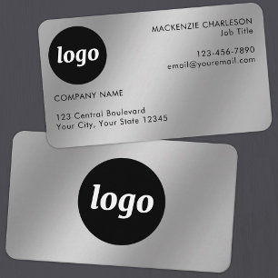 Simple Logo and Text Silver Effect Business Card