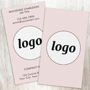 Simple Logo and Text Vertical Blush Pink Business Card