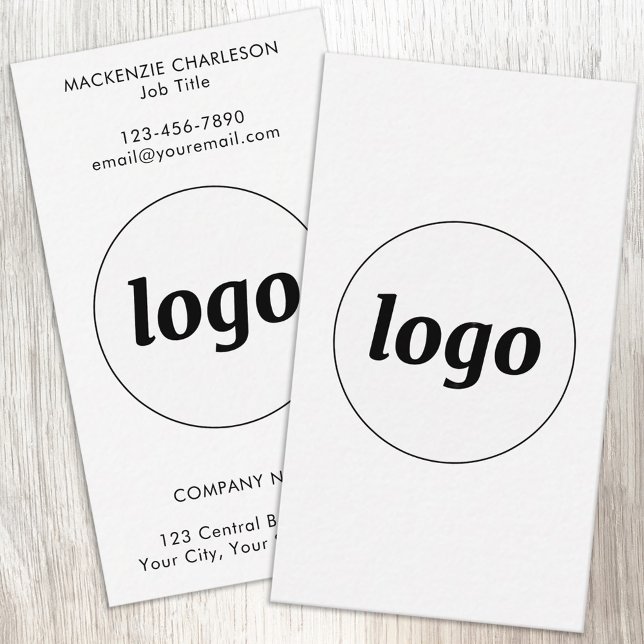 Simple Logo and Text Vertical Business Card (Simple logo with custom text business branding promotional vertical format business cards)