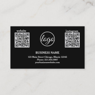 Simple Logo Black and White Modern QR Code Business Card