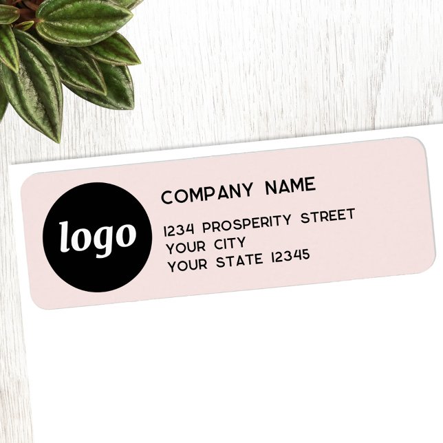 Simple Logo Blush Pink Company Return Address Label (Logo blush pink promotional business return address label)