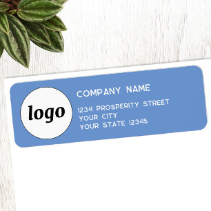Simple Logo Branding Blue Company Return Address Label