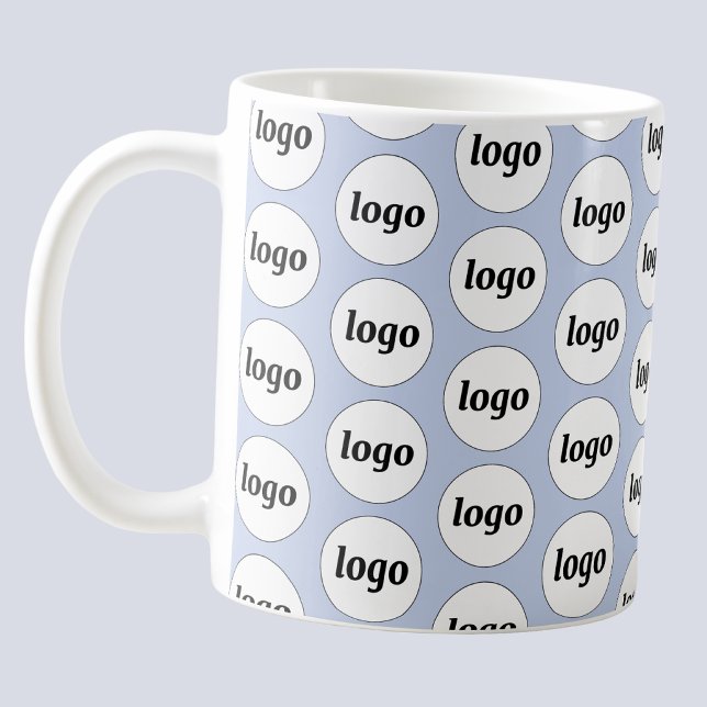 Simple Logo Business Branding Pattern Light Blue Coffee Mug (Simple logo pattern business branding promotional coffee mug)