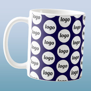 Simple Logo Business Branding Pattern Navy Blue Coffee Mug