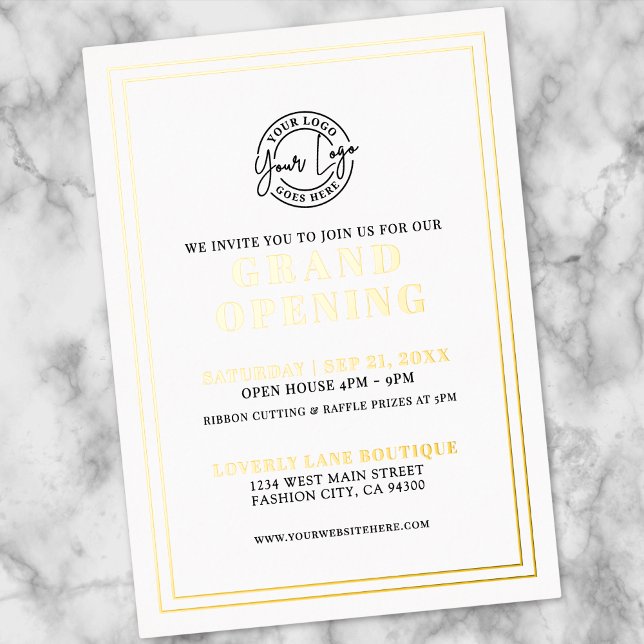 Simple Logo Business Grand Opening Gold (Simple Logo Business Grand Opening Gold Foil Invitation)