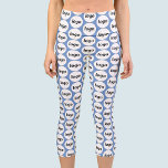 Simple Logo Business Pattern Blue Capri Leggings<br><div class="desc">Simple logo pattern design to foster brand loyalty and promote your small business.  Replace the logo with your own and change the background colour in the Design Tool to customise.</div>