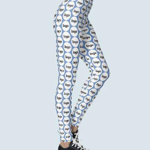 Simple Logo Business Pattern Blue Leggings