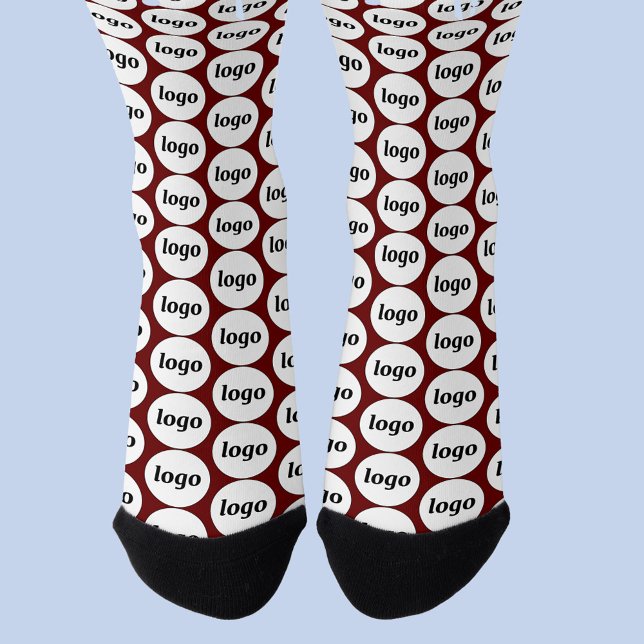 Simple Logo Business Pattern Burgundy Socks (Simple logo pattern business branding promotional socks)