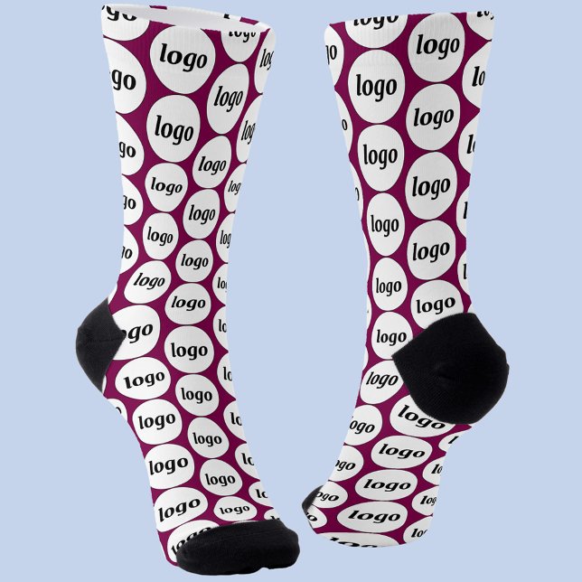 Simple Logo Business Pattern Dark Magenta Pink Socks (Simple logo pattern business branding promotional dark magenta pink socks)