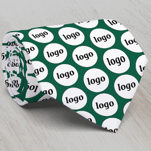 Simple Logo Business Pattern Forest Green Tie
