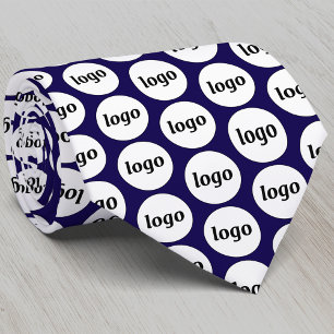 Simple Logo Business Pattern Navy Blue Tie