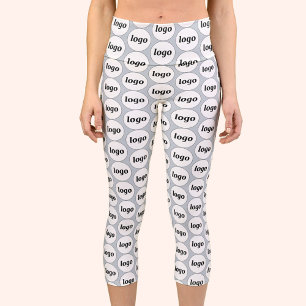Simple Logo Business Pattern Powder Blue Capri Leggings