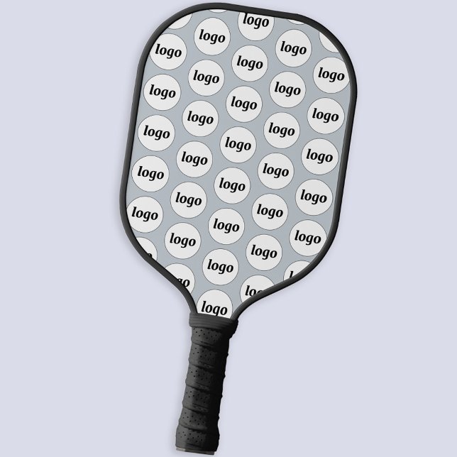 Simple Logo Business Pattern Powder Blue Pickleball Paddle (Simple logo pattern business branding promotional pickleball paddle in pale dusty powder blue)
