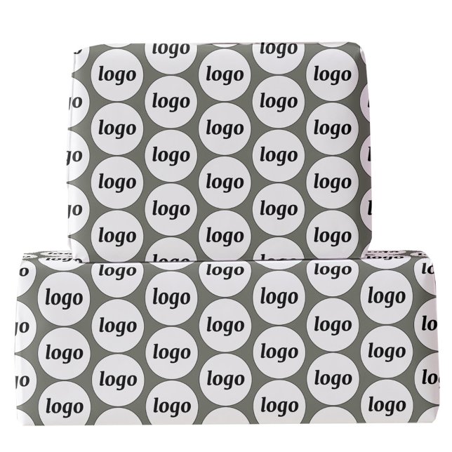 Simple Logo Business Pattern Sage Green Wrapping Paper (Logo pattern business promotional packaging wrapping paper)