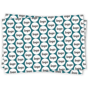 Simple Logo Business Pattern Teal Green Tissue Paper