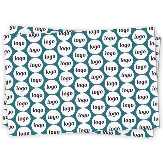 Simple Logo Business Pattern Teal Green Tissue Paper (Simple logo pattern business branding promotional teal green tissue paper)