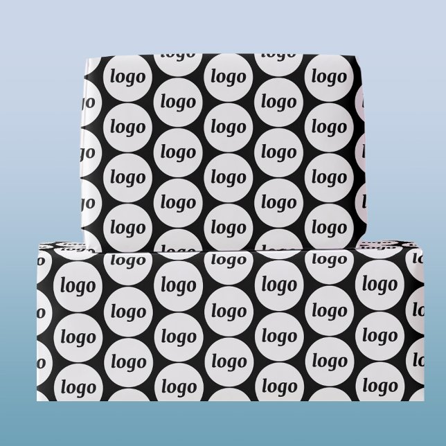 Simple Logo Business Pattern Wrapping Paper (Logo with text business promotional packaging paper wrap)