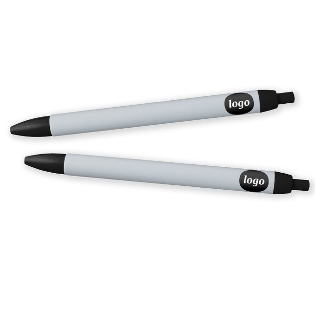 Simple Logo Business Promotional Blue Black Ink Pen (Logo business promotional dusty pastel powder blue pens)