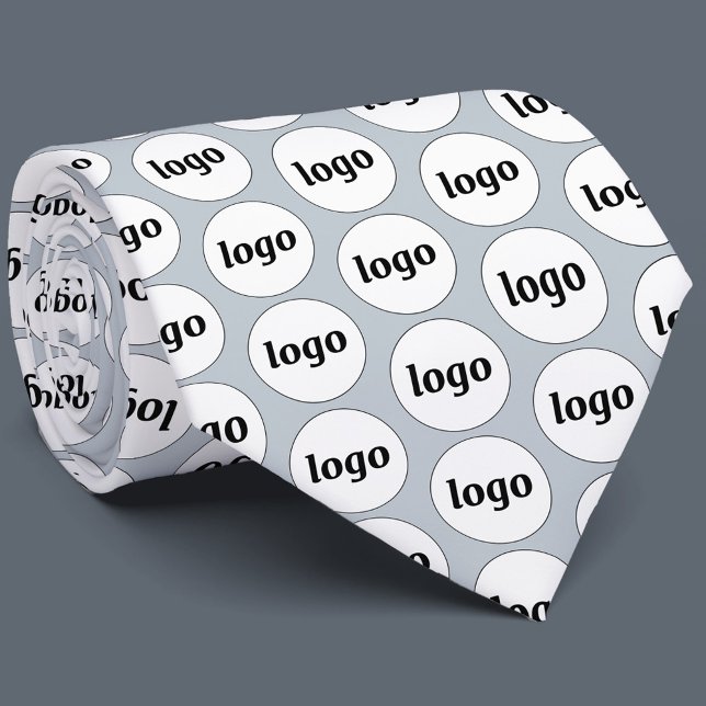 Simple Logo Business Promotional Powder Blue Tie (Logo patterned business promotional or staff employee uniform neck tie)