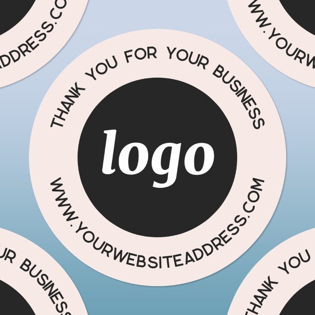 Simple Logo Business Thank You Blush Pink Classic Round Sticker (Logo and text custom business promotional thank you for your business stickers)