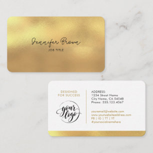 Simple Logo Chic Gold Metallic Business Job Title Card