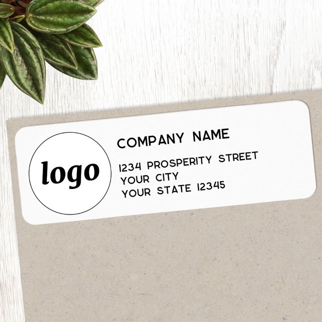 Simple Logo Company Return Address Label (Simple logo with custom text business branding promotional return address label)
