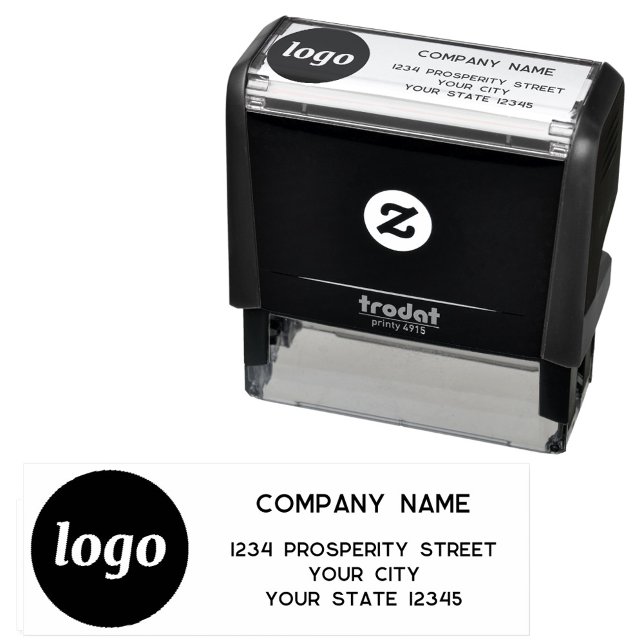 Simple Logo Company Return Address Self-inking Stamp (Simple logo with text business company return address self inking stamp)
