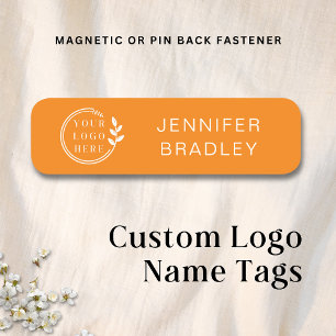 Simple Logo Custom Name Orange Corporate Business Name Tag