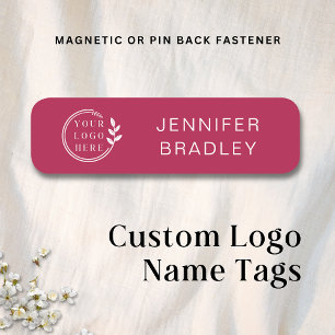 Simple Logo Custom Name Rose Red Corporate Tag