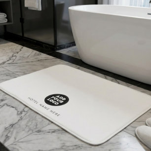 Simple Logo Hotel Restaurant Name White Bath Mat