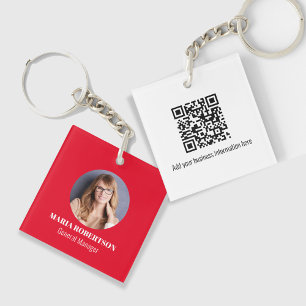 Simple Logo Minimalist QR Code Red Key Ring