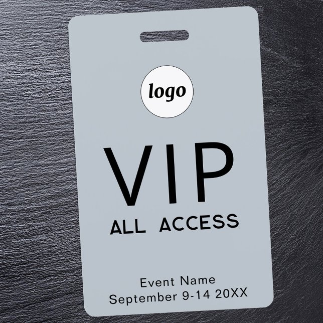 Simple Logo Minimalist VIP All Access Pass Event ID Badge (Simple logo with custom text business branding promotional VIP all access event ID badge)