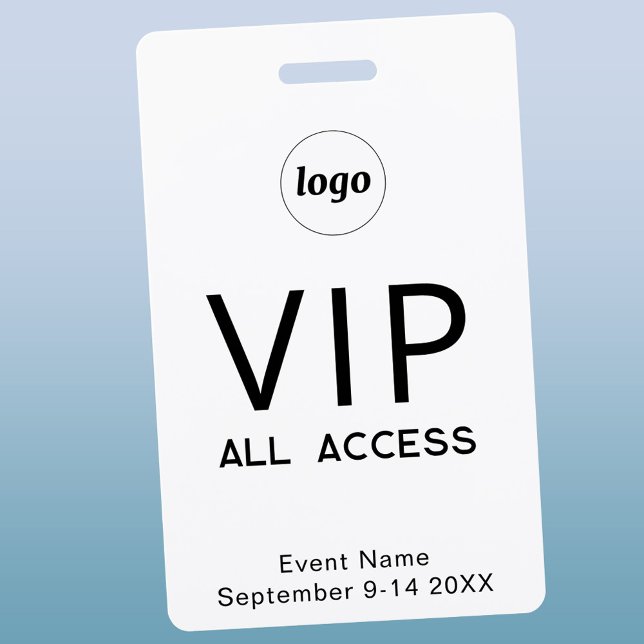 Simple Logo Minimalist VIP All Access Pass Event ID Badge (Simple logo custom text VIP all access ID pass)