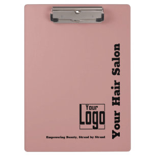 Simple Logo Motto Black Pink Hair Salon Clipboard
