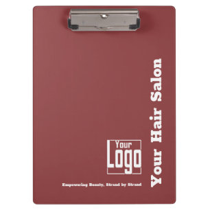 Simple Logo Motto Burgundy White Hair Salon Clipboard