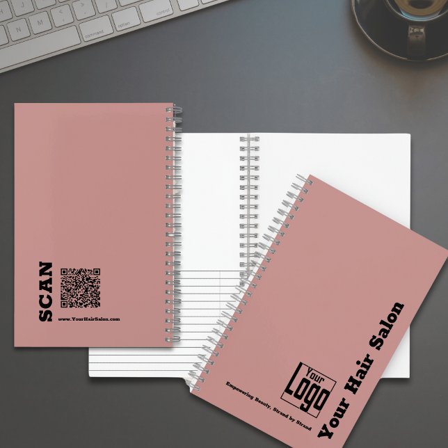Simple Logo Motto Pink Black Hair Salon Notebook (Simple Logo Motto Pink Black Hair Salon Notebook - Logo -Company Name - Tagline)