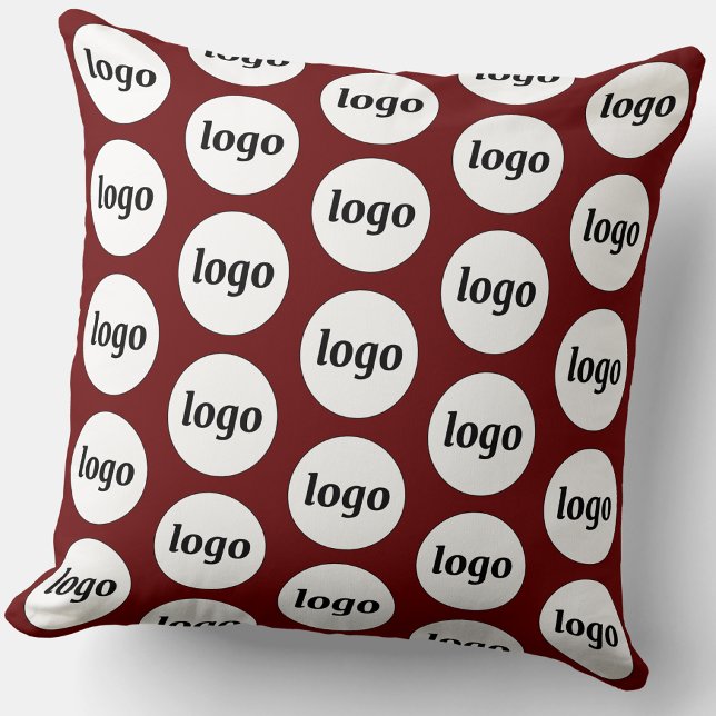 Simple Logo Pattern Burgundy Cushion (Simple logo pattern business branding throw pillow in dark red burgundy)