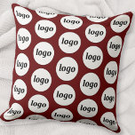 Simple Logo Pattern Burgundy Cushion<br><div class="desc">Simple minimalist logo design to foster brand loyalty and promote your small business.  Replace the logo with your own and change the background colour in the Design Tool to customise.</div>