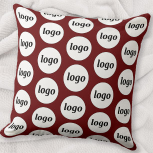 Simple Logo Pattern Burgundy Cushion