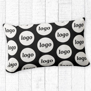 Simple Logo Pattern Business Promotional Black Lumbar Cushion