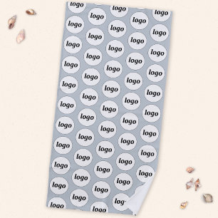Simple Logo Pattern Business Promotional Blue Beach Towel
