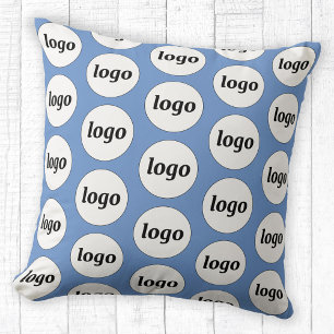 Simple Logo Pattern Business Promotional Blue Cushion